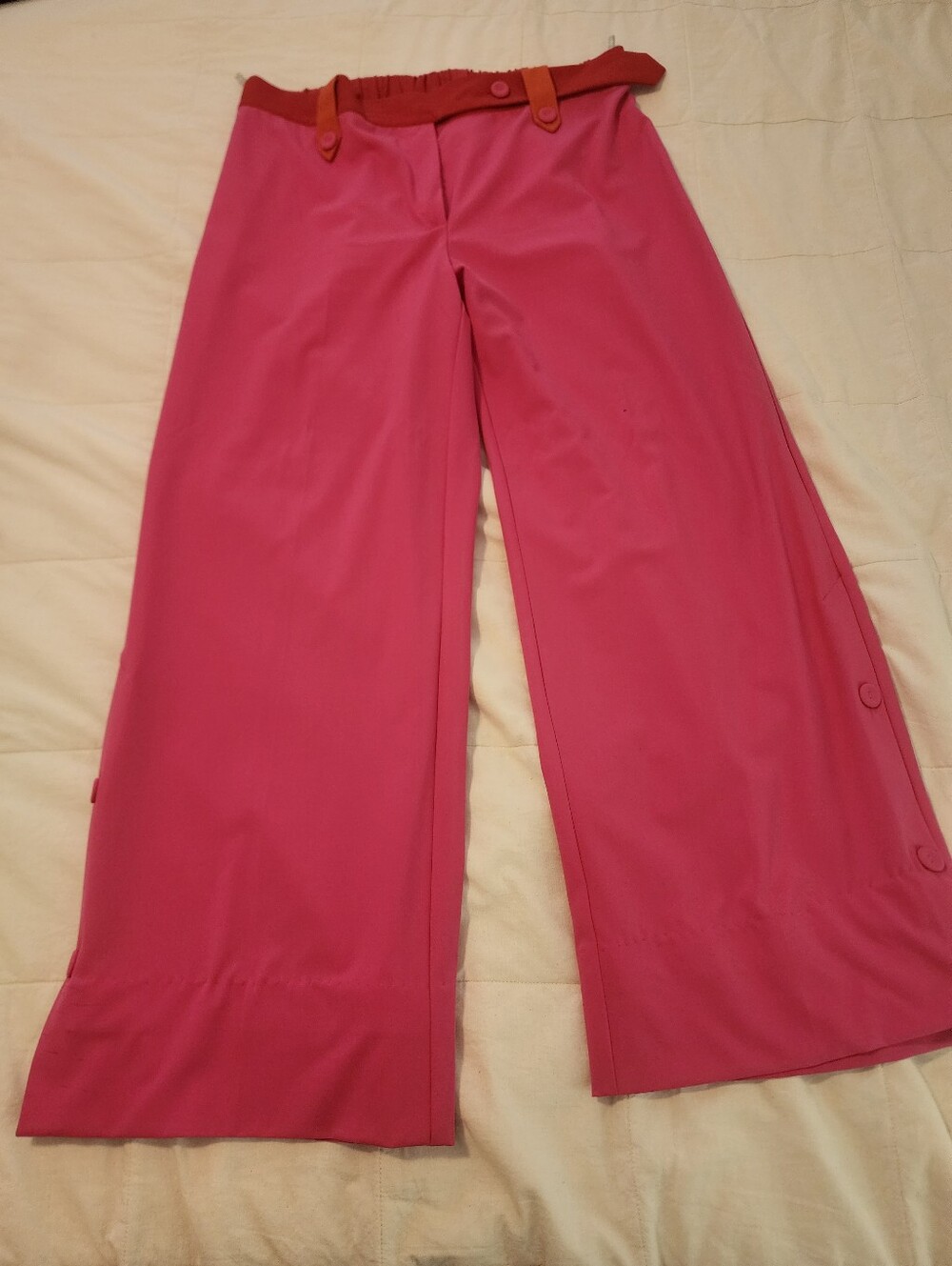 Marina Rinaldi Italy Women’s Wide-Leg Pink Pants Button Hem 16 NWOT